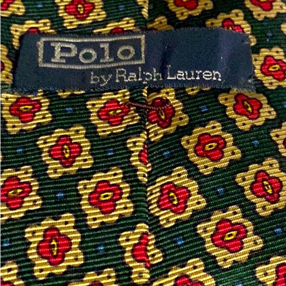 POLO by RALPH LAUREN TIE, Vintage, Floral, Handmade in USA, Imported silk - Picture 2 of 11